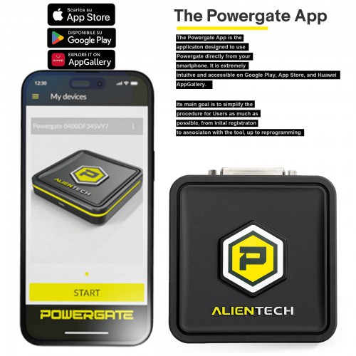 Alientech Powergate 4 Auto con l'app Powergate e Powergate Cloud funziona su smartphone Android iOS dispone di tutti i protocolli OBD di KESS3