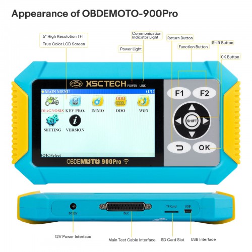 OBDEMOTO 900PRO KEY Programmer Motorcycle Diagnosis Key Matching ODO Mileage Adjustment