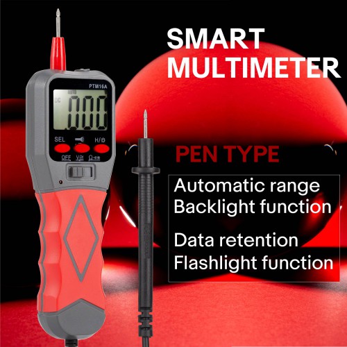 Smart Multimeter Pen Type PTM16A Automatic Range Backlight Flashlight Retain Data Function