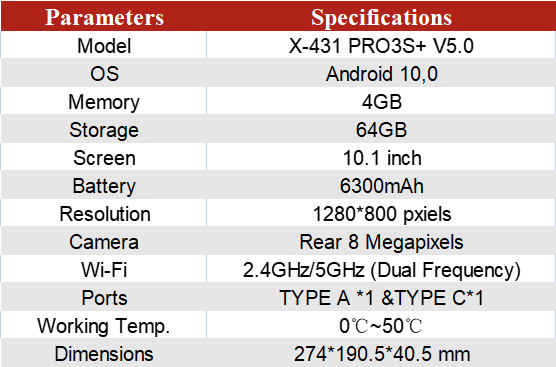 Launch X431 Pro3 S+ V5.0 Specifications
