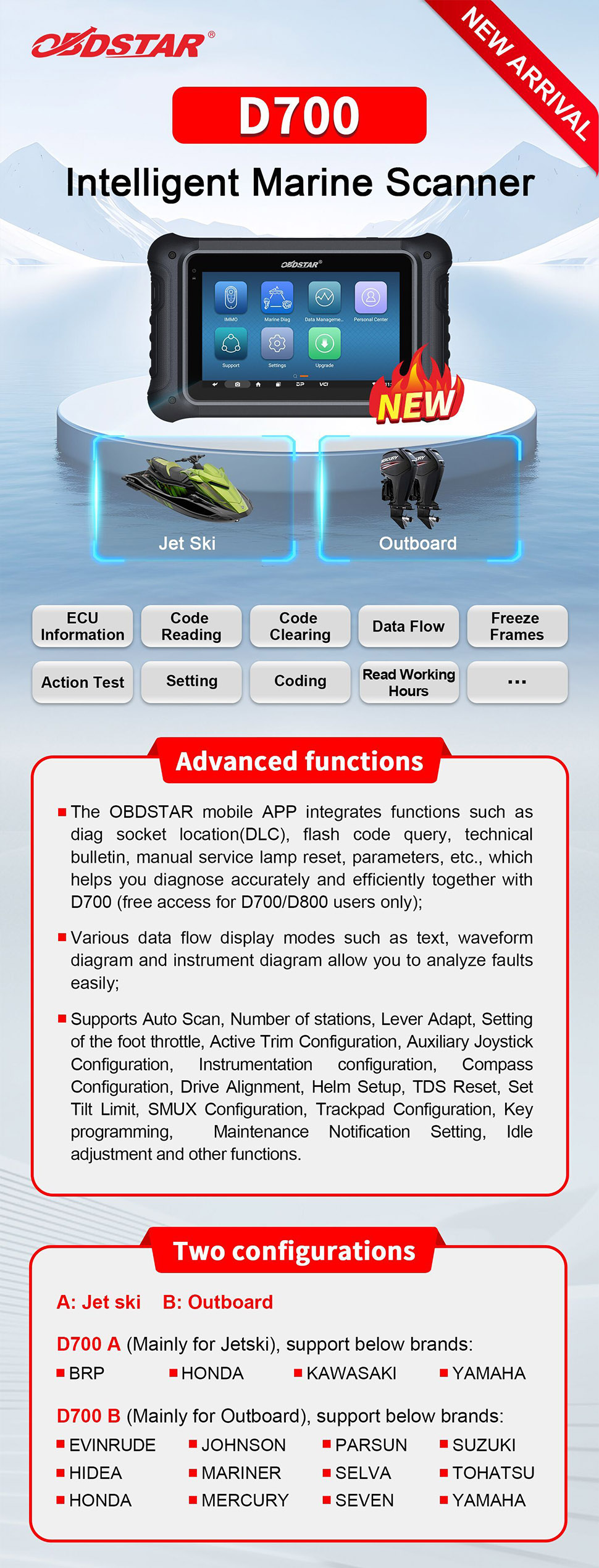 OBDSTAR D700 B for Outboard Intelligent Marine Scanner 